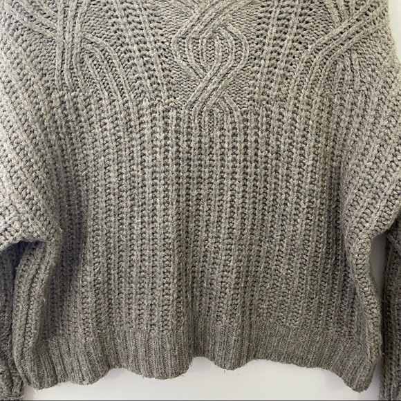 AERIE Grey marled Chunky Rib Mix Stitch Sweater Small - Picture 7 of 8